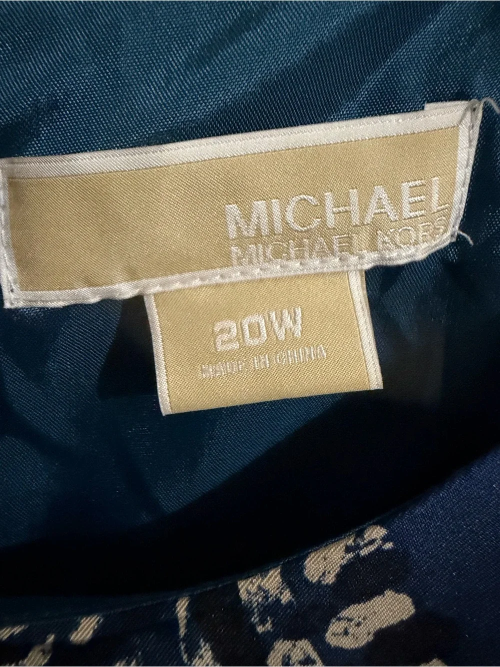 Michael Kors Navy and Cream Sleeveless Midi Dress Sillk